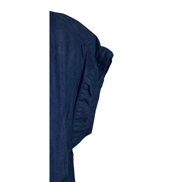 Nautica Womens Navy Blue Linen Blend Short Sleeve Button Up Camp Shirt Size L - Picture 6 of 12